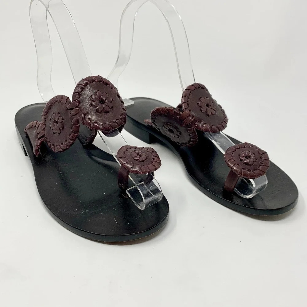 Jack Rogers Santa Fe Sandals in Brown‎ Leather Size US 5